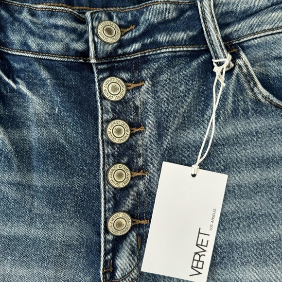 Vervet by Flying Monkey Haylie High Rise Acid Wash Distressed Ripped Knee Jeans - Picture 3 of 9